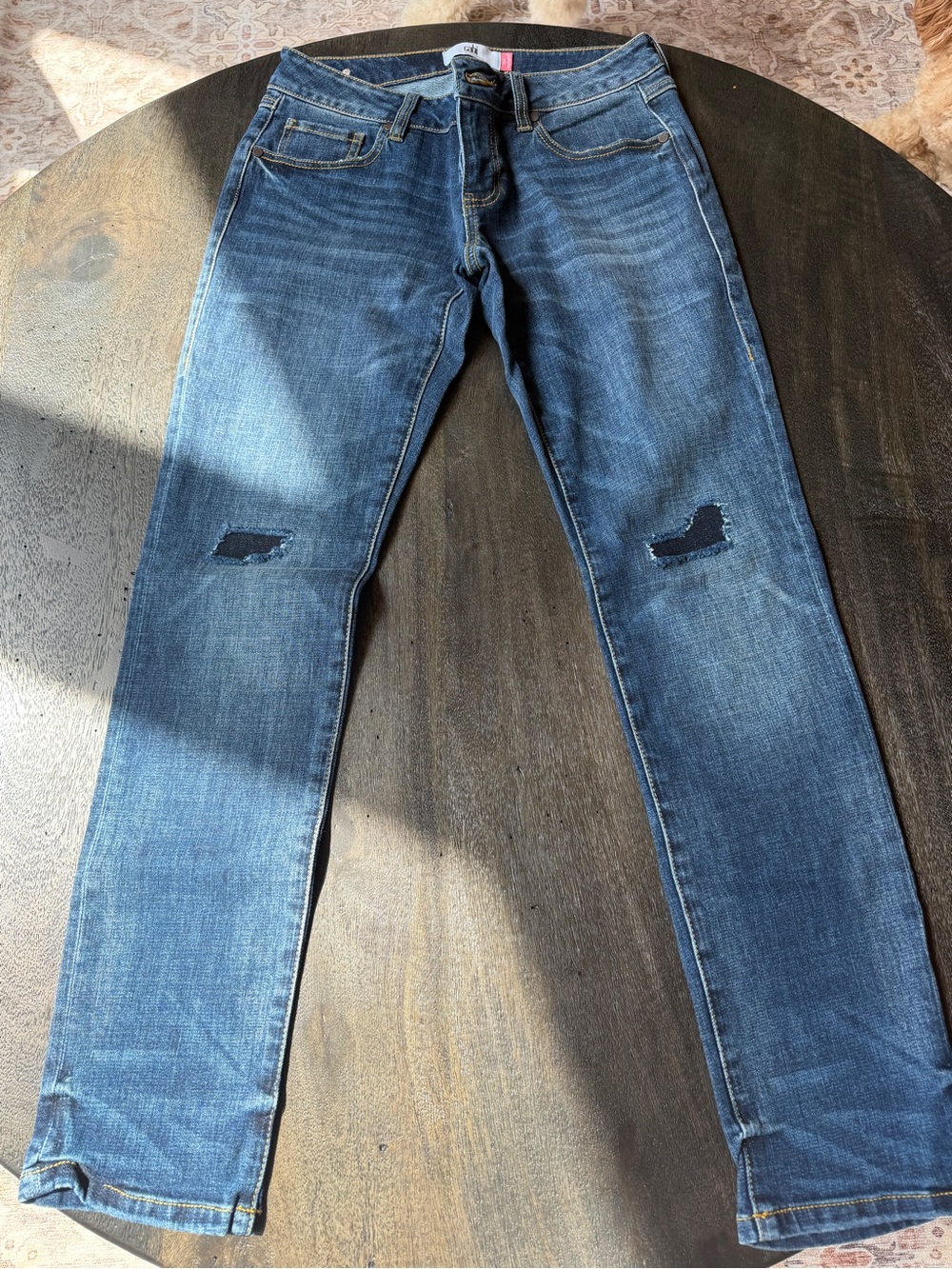 CAbi Women's Boyfriend Jeans in Dark Blue Denim
